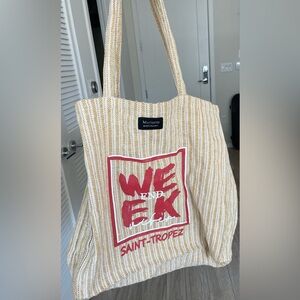 Marinette Saint-Tropez Week End Beach Tote Straw Canvas Large Bag Saint Tropez